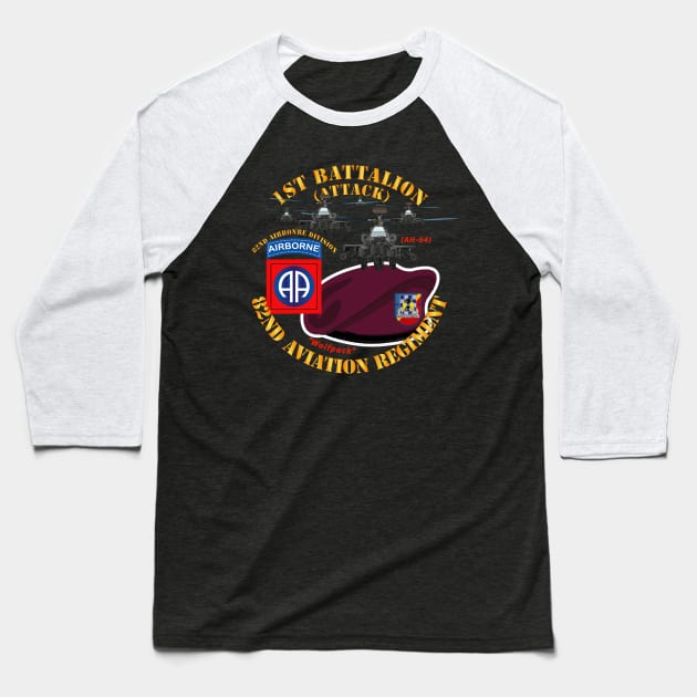 1st Bn 82nd Avn Regiment - Maroon Beret w Atk Helicopters Baseball T-Shirt by twix123844